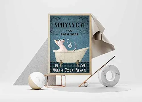 Vintage Tin Signs Funny Sphynx Cat Co. Bath Soap - Wash Your Paws Metal Poster Funny Bathroom Metal Poster Black Cat Metal
Vintage Tin Signs Funny Sphynx Cat Co. Bath Soap - Wash Your Paws Metal Poster Funny Bathroom Metal Poster Black Cat Metal