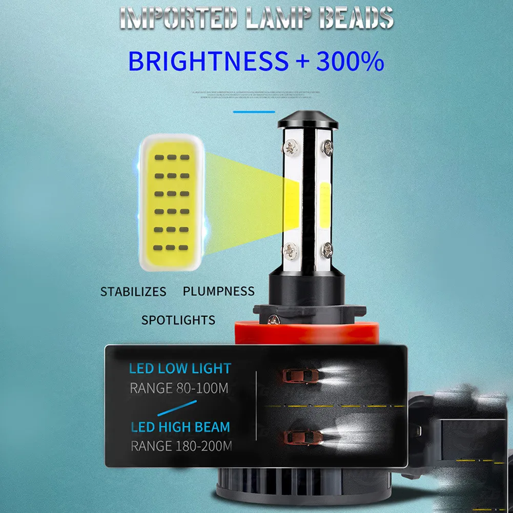 New D6 Car LED Headlight In-line Four-sided Luminous H11 6000K White Light H11 LED Headlight Wholesale
New D6 Car LED Headlight In-line Four-sided Luminous H11 6000K White Light H11 LED Headlight Wholesale