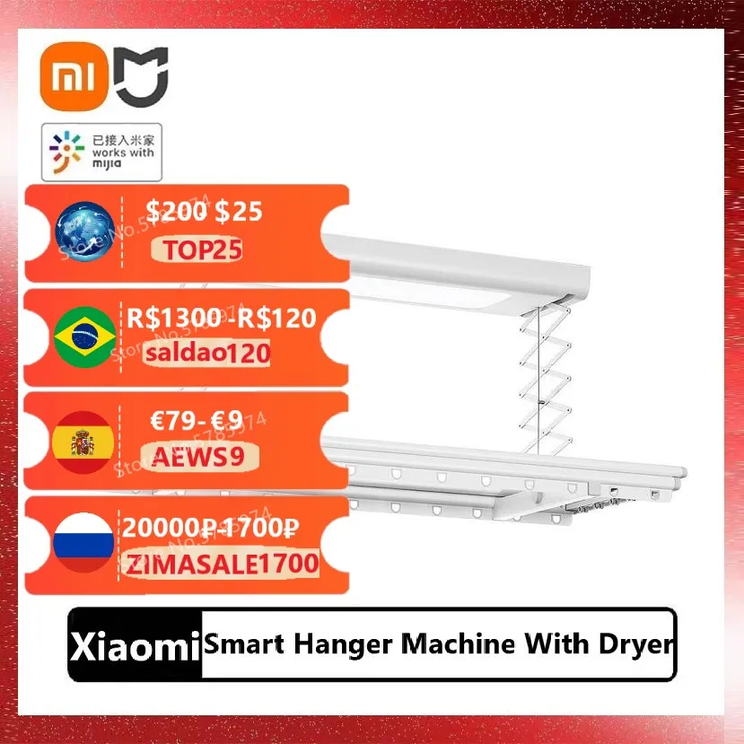 Xiaomi Mijia умная вешалка машина с сушильной нагрузкой 35 кг работает с приложением Mihome с проветривающим стержнем для умного дома
Xiaomi Mijia умная вешалка машина с сушильной нагрузкой 35 кг работает с приложением Mihome с проветривающим стержнем для умного дома