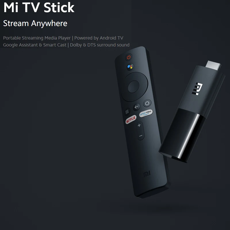 ТВ-приставка Xiaomi Mi TV Stick с поддержкой Google Assistant 1080P HDR Netflix Quad 64 бит Android 9 0 черная