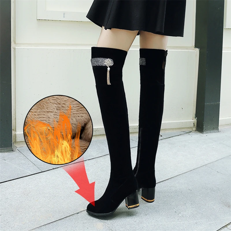 Plus Size 34-43 Sexy Thigh High Boots Winter Boots Women Over The Knee Boots Suede Long Boots High Heels Fur Plush Shoes Woman
Plus Size 34-43 Sexy Thigh High Boots Winter Boots Women Over The Knee Boots Suede Long Boots High Heels Fur Plush Shoes Woman