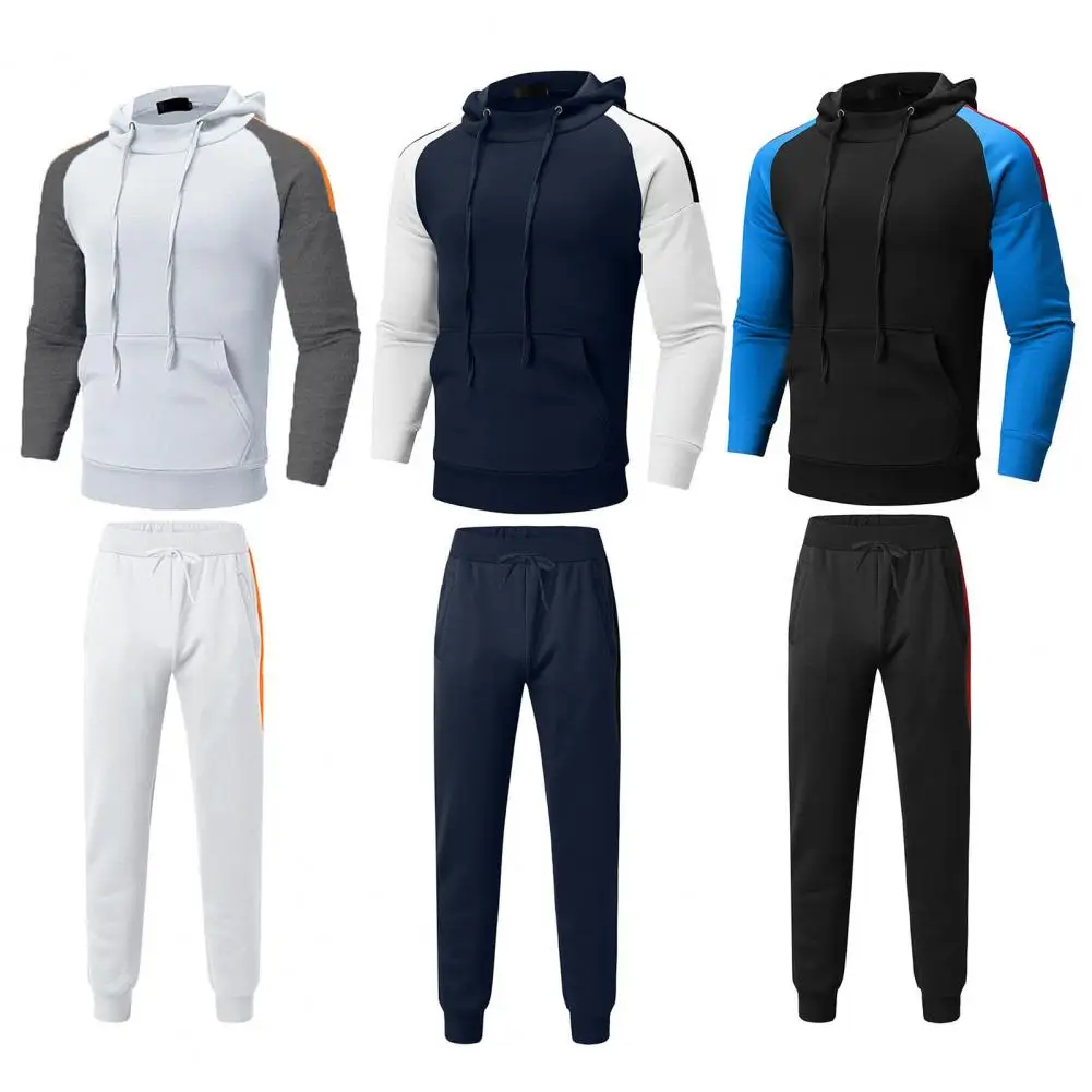 

Ankle-banded 2 Pcs/Set Great Young Spring Tracksuit Contrast Colors Men Suit All Match for Jogging