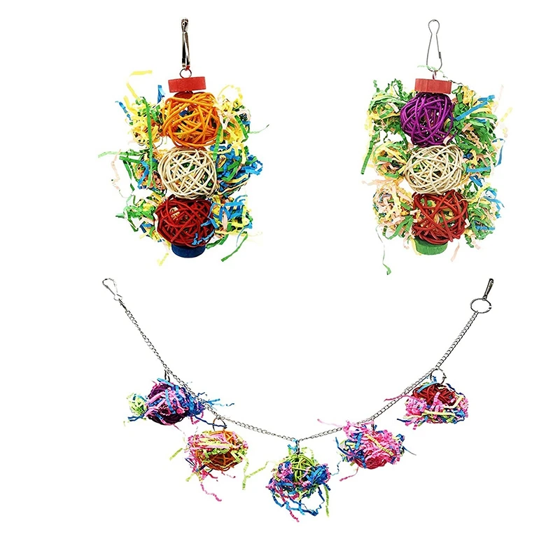 3 Pack Bird Chewing Toys, Colorful Parrot Foraging Shredder Toys Hanging Foraging Swing Toys for Parrot and Other Birds 
3 Pack Bird Chewing Toys, Colorful Parrot Foraging Shredder Toys Hanging Foraging Swing Toys for Parrot and Other Birds