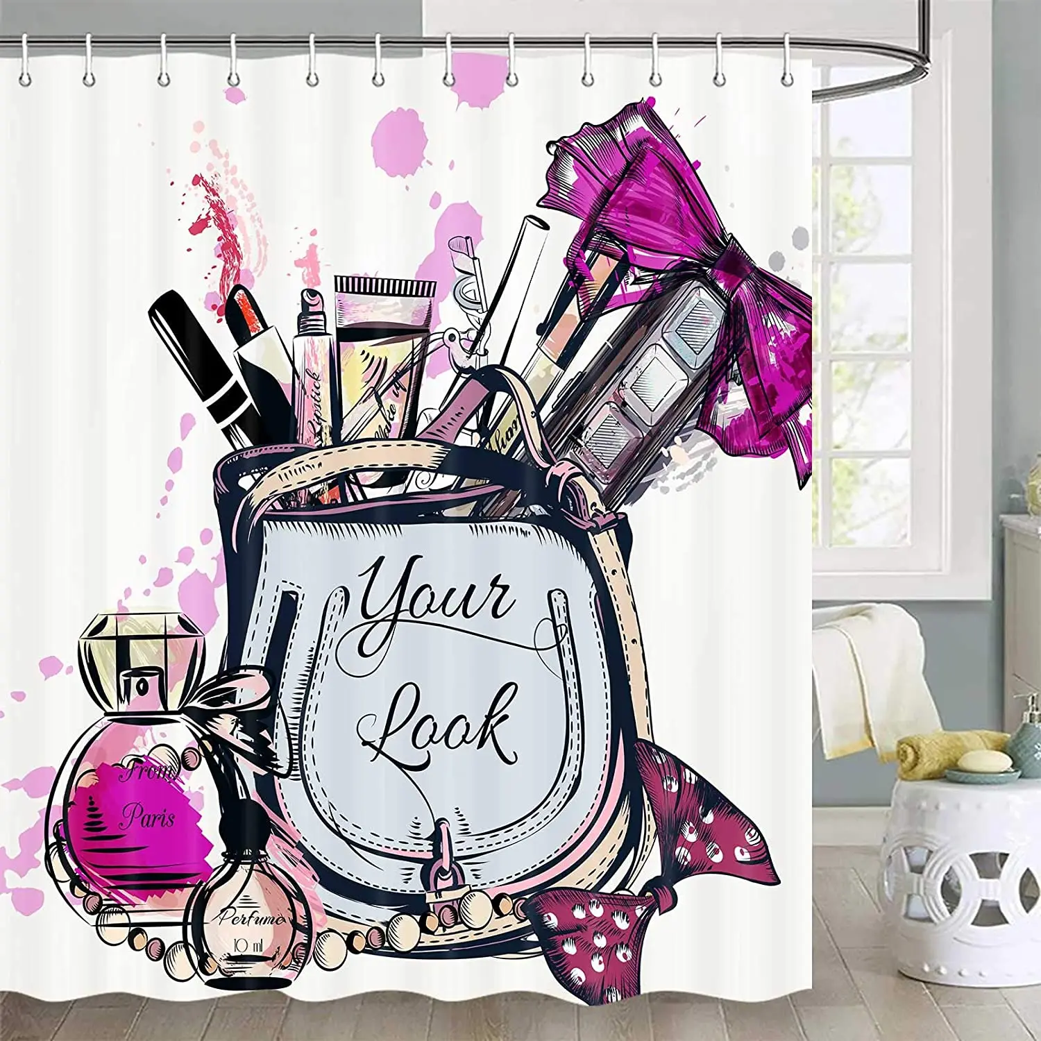 Fashion Girl Makeup Shower Curtain Fabric Bathroom Curtain Set with Hooks
Fashion Girl Makeup Shower Curtain Fabric Bathroom Curtain Set with Hooks
