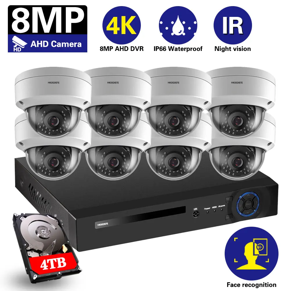 HKIXDISTE H.265 8CH DVR System Face Detec 8MP Outdoor Weatherproof Security Camera Home Dome CCTV Video Surveillance System Kits
HKIXDISTE H.265 8CH DVR System Face Detec 8MP Outdoor Weatherproof Security Camera Home Dome CCTV Video Surveillance System Kits