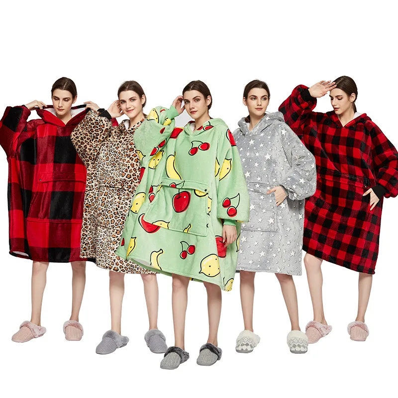 Women Autumn Winter New Flannel Sherpa Double Layer Thick One Piece Homedress Loose Casual Hooded Pullover Home Clothes Negligee
Women Autumn Winter New Flannel Sherpa Double Layer Thick One Piece Homedress Loose Casual Hooded Pullover Home Clothes Negligee