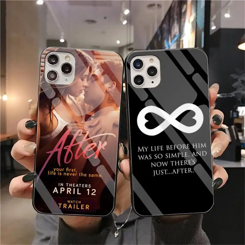 Силиконовый черный чехол с закаленным стеклом для iPhone 11 Pro XR XS MAX 8X7 6S 6 Plus SE