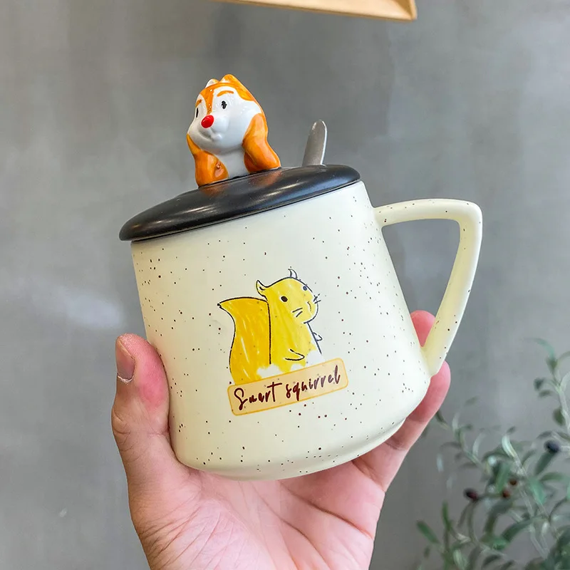 

Cartoon squirrel mug with lid spoon ctue Mug that kids will love MultiColor Mugs Cup Drinkware Kitchen Tool Gift X-Mas Gif