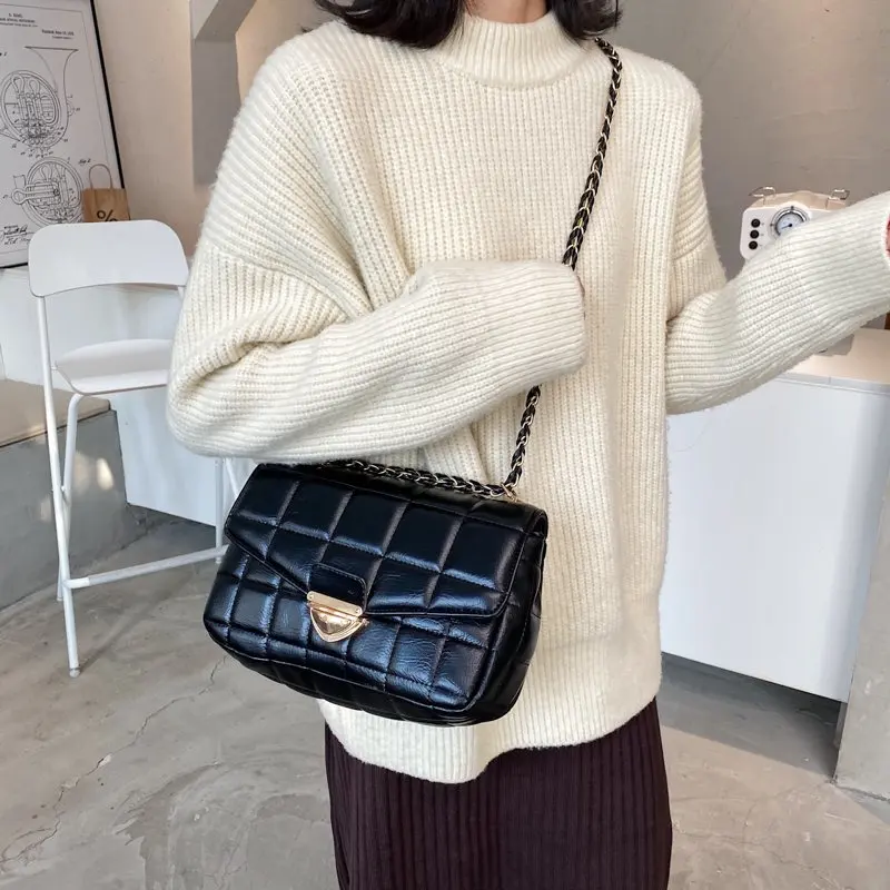 Fashion Trend Designer Women's Handbag Chain Square Lattice Shoulder Bags for Women 2021 High Quality PU Leather Crossbody Bag 
Fashion Trend Designer Women's Handbag Chain Square Lattice Shoulder Bags for Women 2021 High Quality PU Leather Crossbody Bag