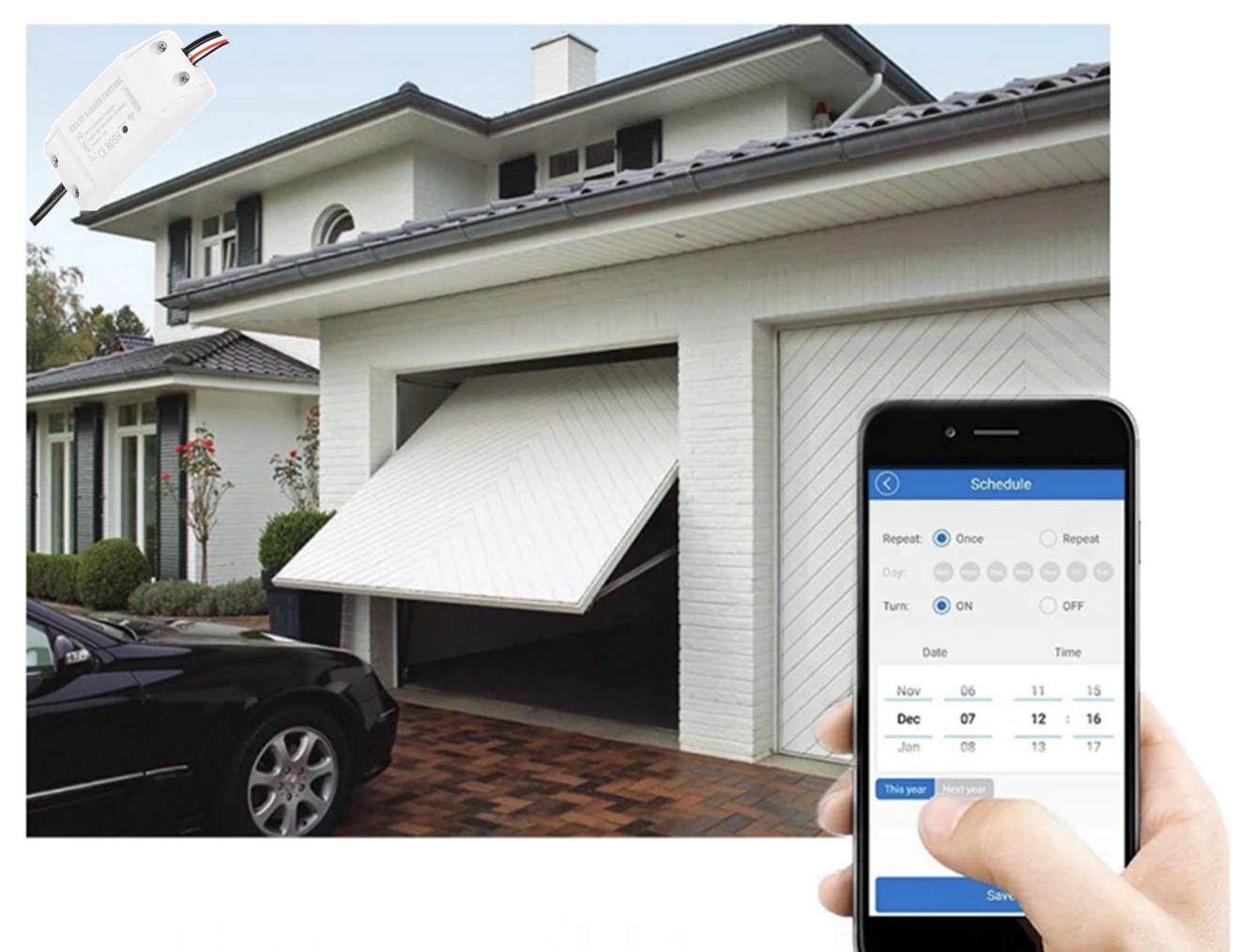 Wofea Tuya Smart WIFI 2.4G Garage Door Opener Controller Open & Close by Phone APP No Need Hub Compatible Alexa Google Home |