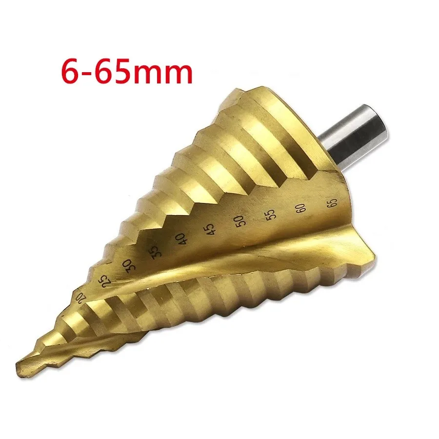 6-65mm Step Drill Large Coated Step Drill 4241 HSS Spiral Groove Triangular Shank Pagoda Hole Cutter Woodworking Metalworking
6-65mm Step Drill Large Coated Step Drill 4241 HSS Spiral Groove Triangular Shank Pagoda Hole Cutter Woodworking Metalworking