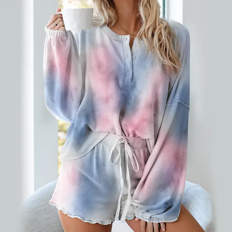 Pajamas For Women Home Service Two-piece Suit European And American Casual Pajamas Long-sleeved Shorts Tie-dye Pajamas Suit
Pajamas For Women Home Service Two-piece Suit European And American Casual Pajamas Long-sleeved Shorts Tie-dye Pajamas Suit