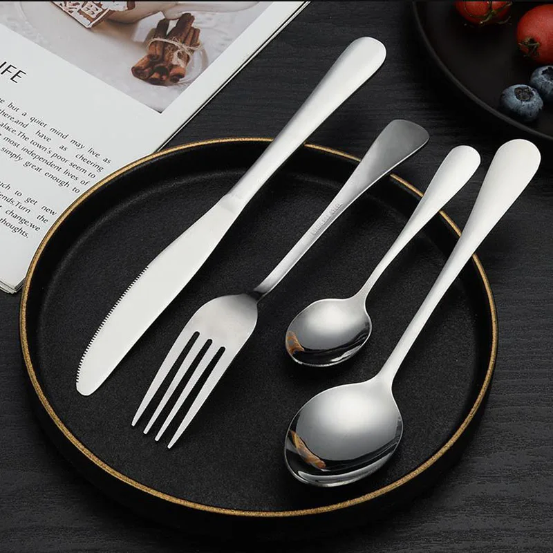 Stainless Steel Thickened Tableware Set Silver Mirror Polished Travel Kitchen Household Western Restaurant Knife Spoon Fork
Stainless Steel Thickened Tableware Set Silver Mirror Polished Travel Kitchen Household Western Restaurant Knife Spoon Fork