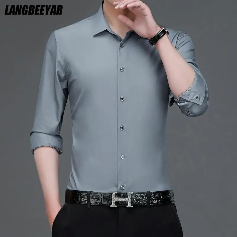 Top Grade Bamboo Cotton New Fashion Brand Slim Fit Classic Plain Mens Shirt Long Sleeve Solid Grey Casual Mens Clothing 2021
Top Grade Bamboo Cotton New Fashion Brand Slim Fit Classic Plain Mens Shirt Long Sleeve Solid Grey Casual Mens Clothing 2021