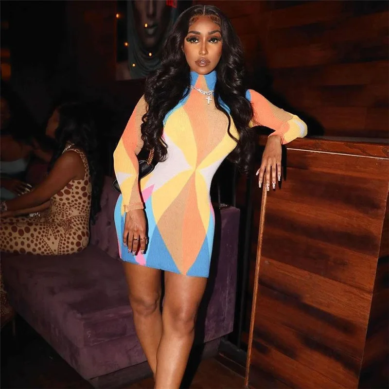 Autumn Long Sleeve Turtleneck Mini Dress for Women Color Patchwork Print Dresses Elegant Party Vintage Vestidos Robe
Autumn Long Sleeve Turtleneck Mini Dress for Women Color Patchwork Print Dresses Elegant Party Vintage Vestidos Robe
