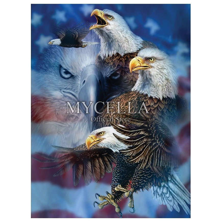 

Diamond Mosaic Full Patriotic Eagles Diamond Embroidery 5D DIY Diamond Painting Cross Stitch American flag Home Decor Needlework