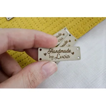 personalized Leather labels for knitted and crocheted items, labels for handmade products, product tags, Labels for rivets