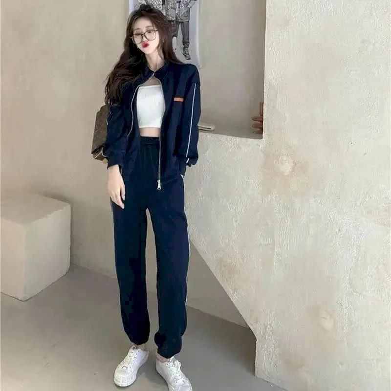 Свитер на молнии, повседневные брюки, модный спортивный костюм из двух предметов, простой Однотонный свитер для поездок с длинными рукавами... 
Свитер на молнии, повседневные брюки, модный спортивный костюм из двух предметов, простой Однотонный свитер для поездок с длинными рукавами...