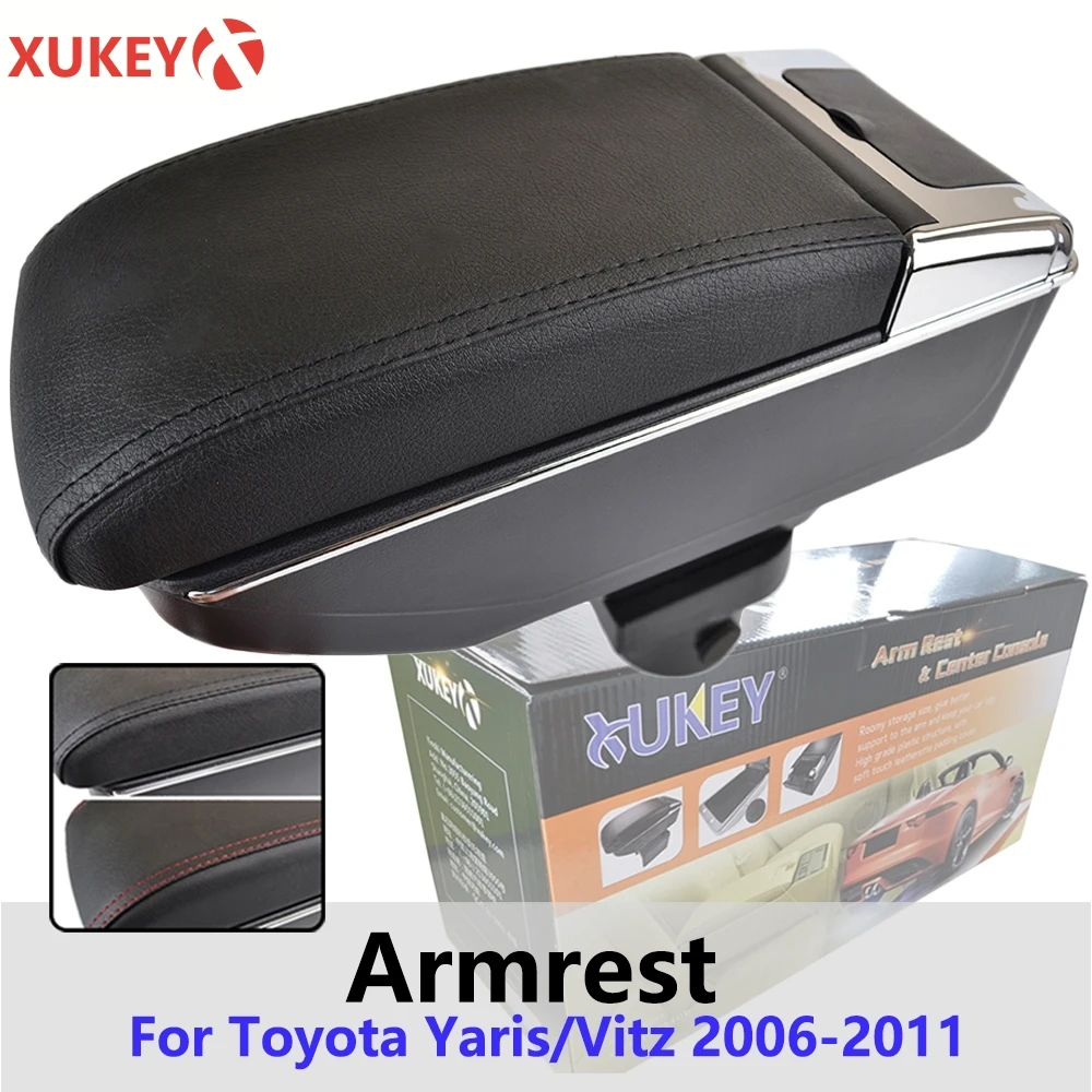 Центральный подлокотник Xukey для Toyota Yaris/Vitz hatchback 2006-2011 черный хранения стайлинга