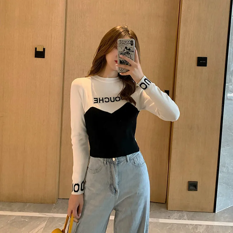 Contrasting Letters Slim-fit Sweater Women's 2021 Spring New Style European and American Style Yujie Fan Tight Pullover Trendy
Contrasting Letters Slim-fit Sweater Women's 2021 Spring New Style European and American Style Yujie Fan Tight Pullover Trendy