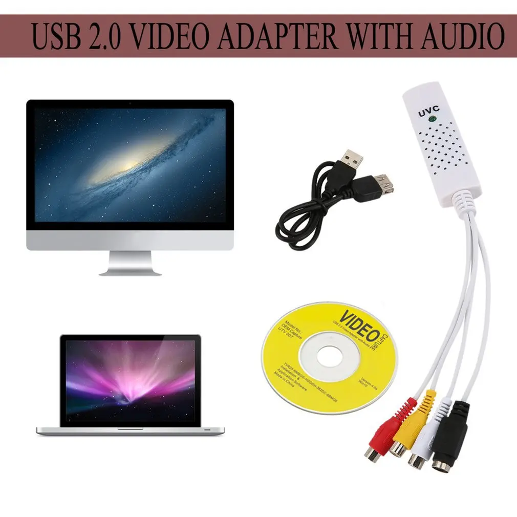 Высокое качество Новый портативный USB 2 0 Easycap Аудио видео захвата карты адаптер VHS