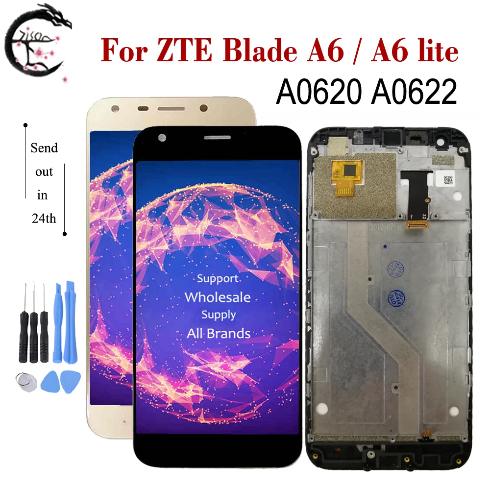 ЖК-дисплей с рамкой для ZTE Blade A6 / lite A0620 A0622 полный тачскрином и дигитайзером в