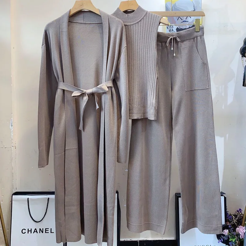 ALPHALMODA Новая коллекция шикарный комплект из 3 предметов костюм Вязание жилет +