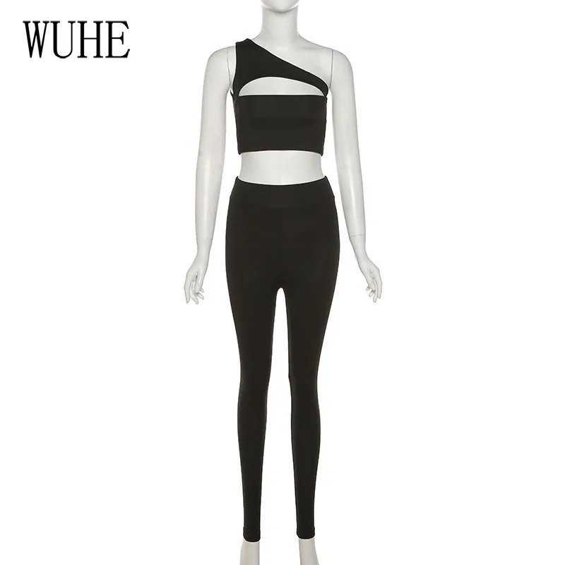 WUHE Fitness Sports Two Piece Suits Hollow Out One Shoulder Breast Wrap Irregular Backless Top and Long Pants Casual Tracksuits 
WUHE Fitness Sports Two Piece Suits Hollow Out One Shoulder Breast Wrap Irregular Backless Top and Long Pants Casual Tracksuits