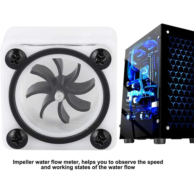 Durable G1/4 Thread Revolving Speed Water Cooling Impeller Water Flow Meter Indicator,for PC Water Cooling System(3 Way)
Durable G1/4 Thread Revolving Speed Water Cooling Impeller Water Flow Meter Indicator,for PC Water Cooling System(3 Way)