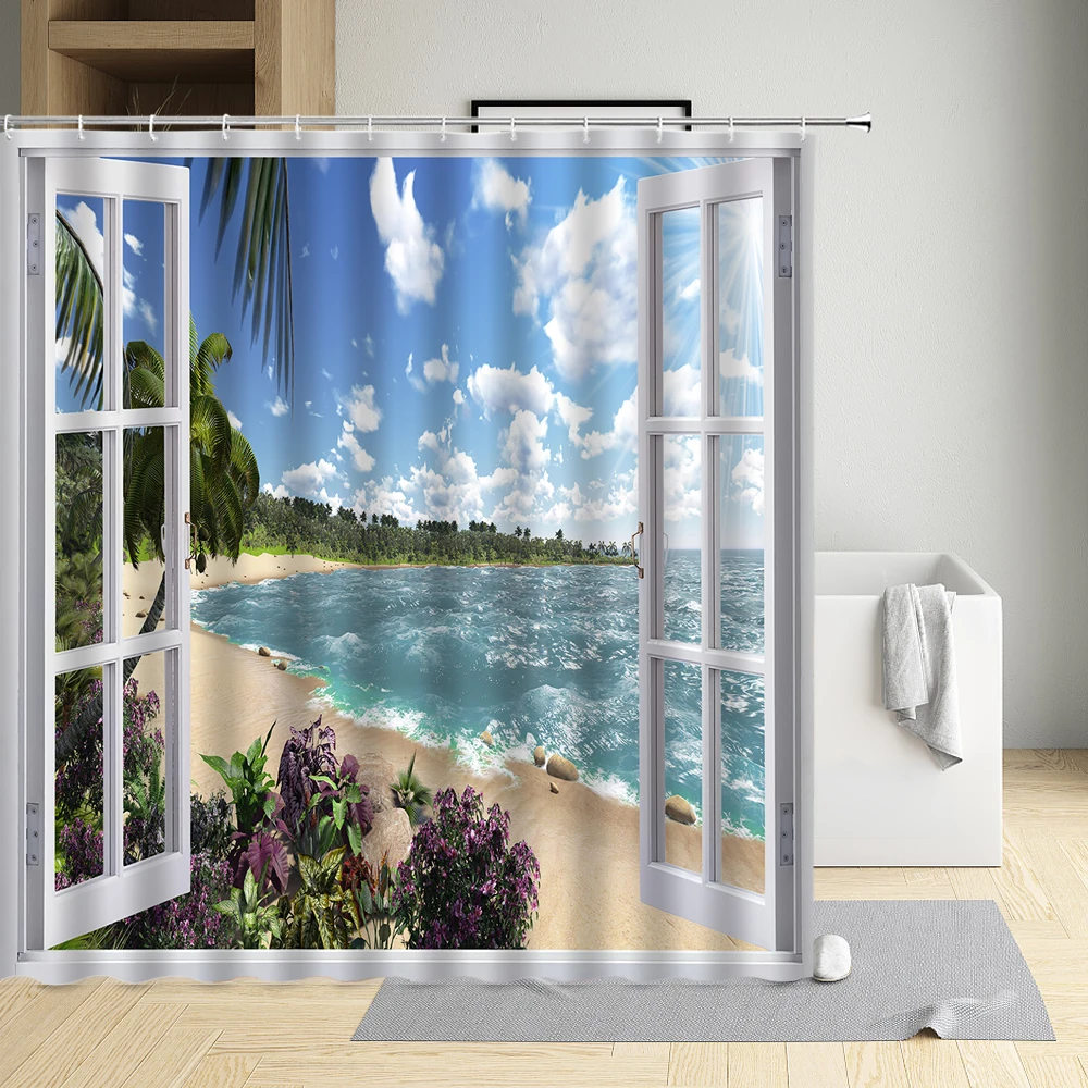Scenery Shower Curtain Snowflake Seaside Golden Sandy Beach Palm Tree Seagull Rock Parrot Dolphin Window Cloth Bathroom Decor
Scenery Shower Curtain Snowflake Seaside Golden Sandy Beach Palm Tree Seagull Rock Parrot Dolphin Window Cloth Bathroom Decor