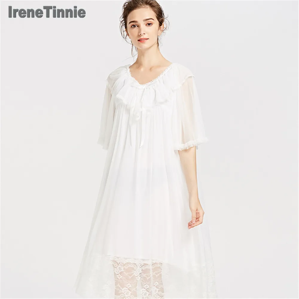 Irene Tinnie Sweet Vintage Summe Princess Sleepwear Women's Night Dress Elegant Lace Nightgowns Short Sleeve Holiday Sleepwear
Irene Tinnie Sweet Vintage Summe Princess Sleepwear Women's Night Dress Elegant Lace Nightgowns Short Sleeve Holiday Sleepwear
