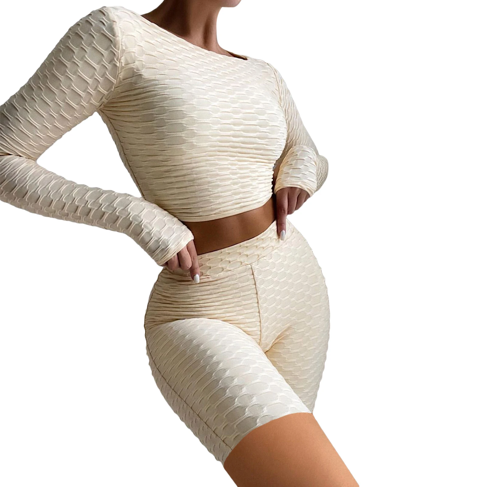 2PC Sports Suit Female Solid Running Yogo Sets O Neck Long Sleeve Crop Tops+High Waist Shorts Women Tracksuit 3 Colors
2PC Sports Suit Female Solid Running Yogo Sets O Neck Long Sleeve Crop Tops+High Waist Shorts Women Tracksuit 3 Colors