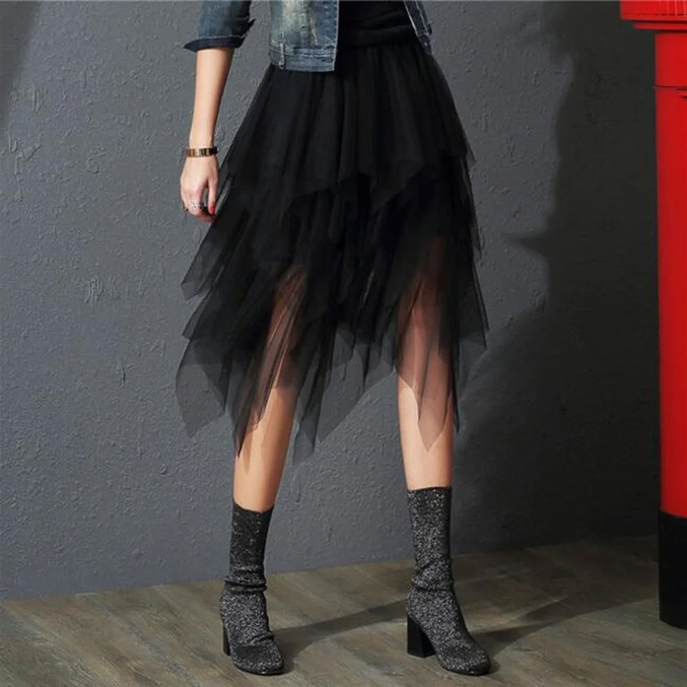 Mesh Skirt Female New Korean Fashion High Waist A-line Puffy Pleated Stitching Asymmetrical Black Pink Red Tutu Skirt
Mesh Skirt Female New Korean Fashion High Waist A-line Puffy Pleated Stitching Asymmetrical Black Pink Red Tutu Skirt