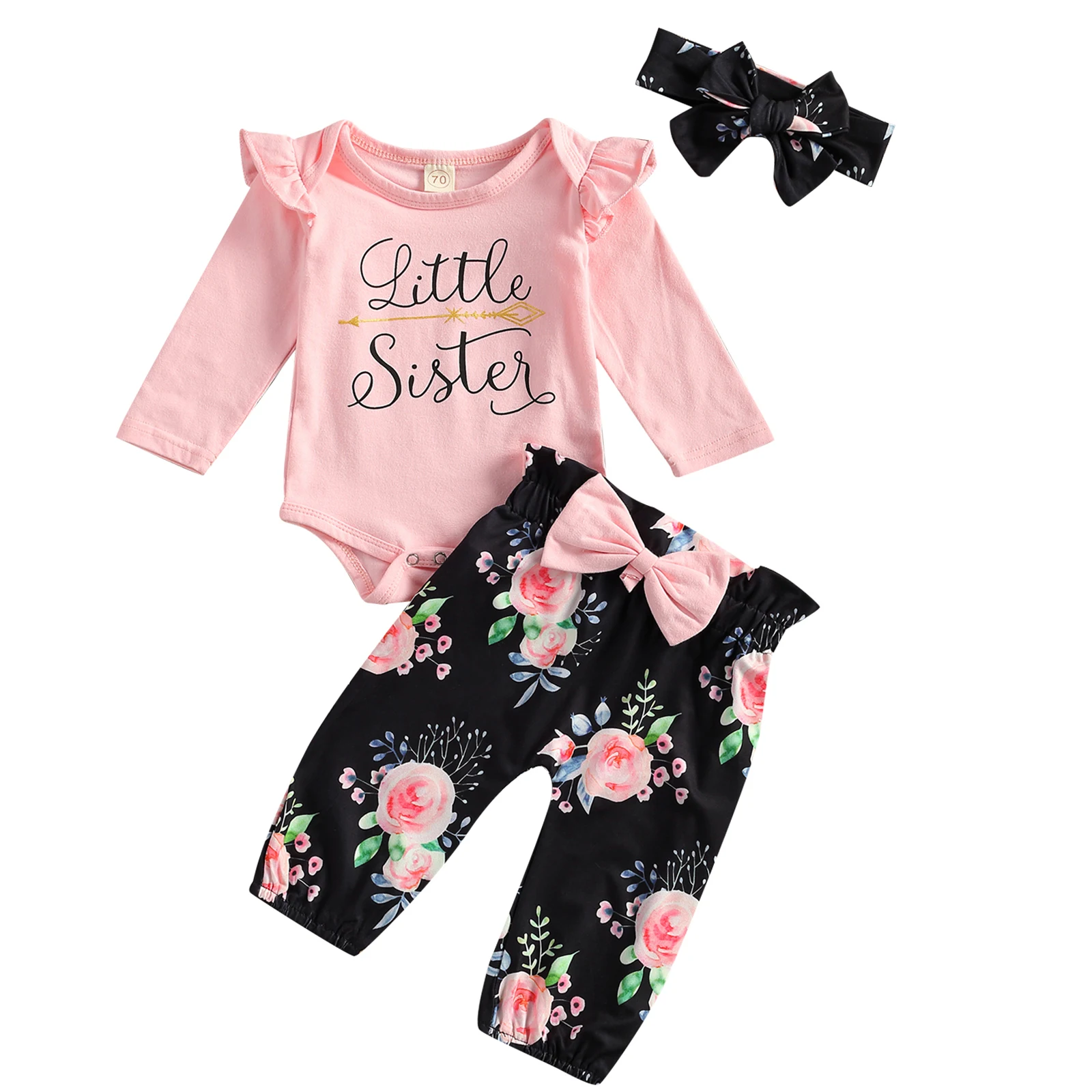 3Pieces Kid's Baby Girl Clothes Sister's Set Round Neck Long Sleeve Romper/Tops Floral Long Pants Headband
3Pieces Kid's Baby Girl Clothes Sister's Set Round Neck Long Sleeve Romper/Tops Floral Long Pants Headband
