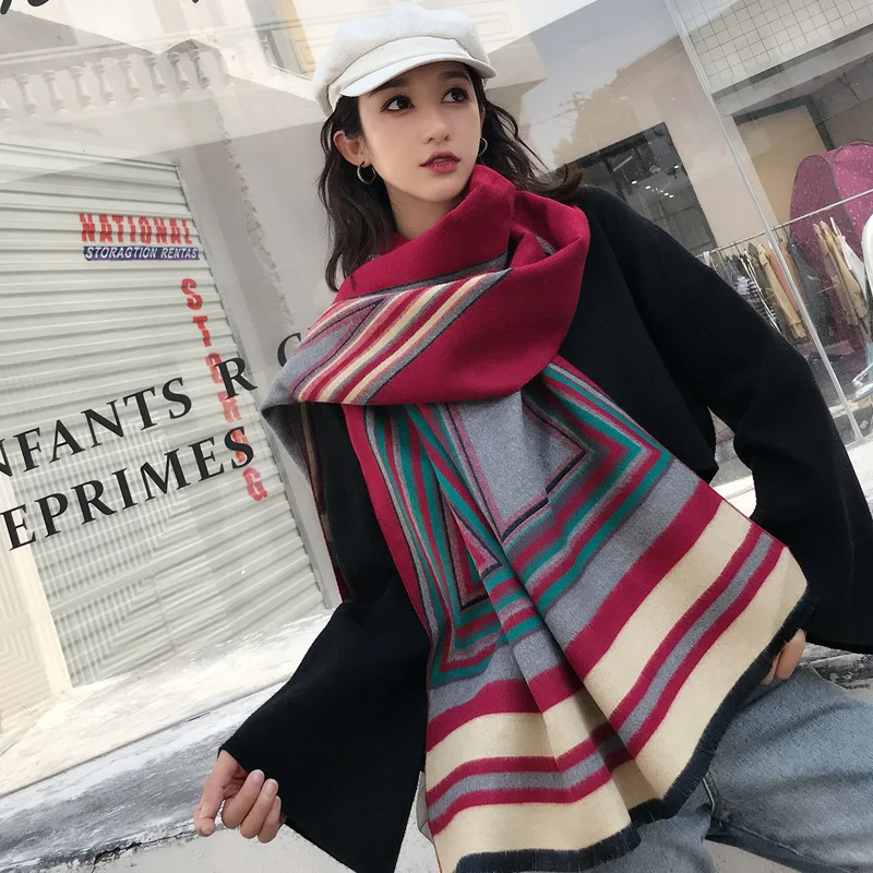 Autumn/winter 2021 Women's scarf imitation cashmere contrast color geometric chequered tassel cape warm air conditioning scarf
Autumn/winter 2021 Women's scarf imitation cashmere contrast color geometric chequered tassel cape warm air conditioning scarf