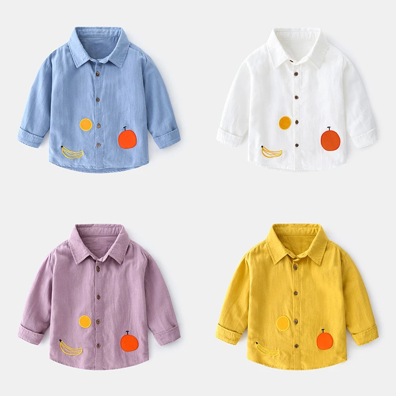 2021 new boy long-sleeved shirt cartoon fruit pattern cute lapel children's shirt trendy children's shirt
2021 new boy long-sleeved shirt cartoon fruit pattern cute lapel children's shirt trendy children's shirt