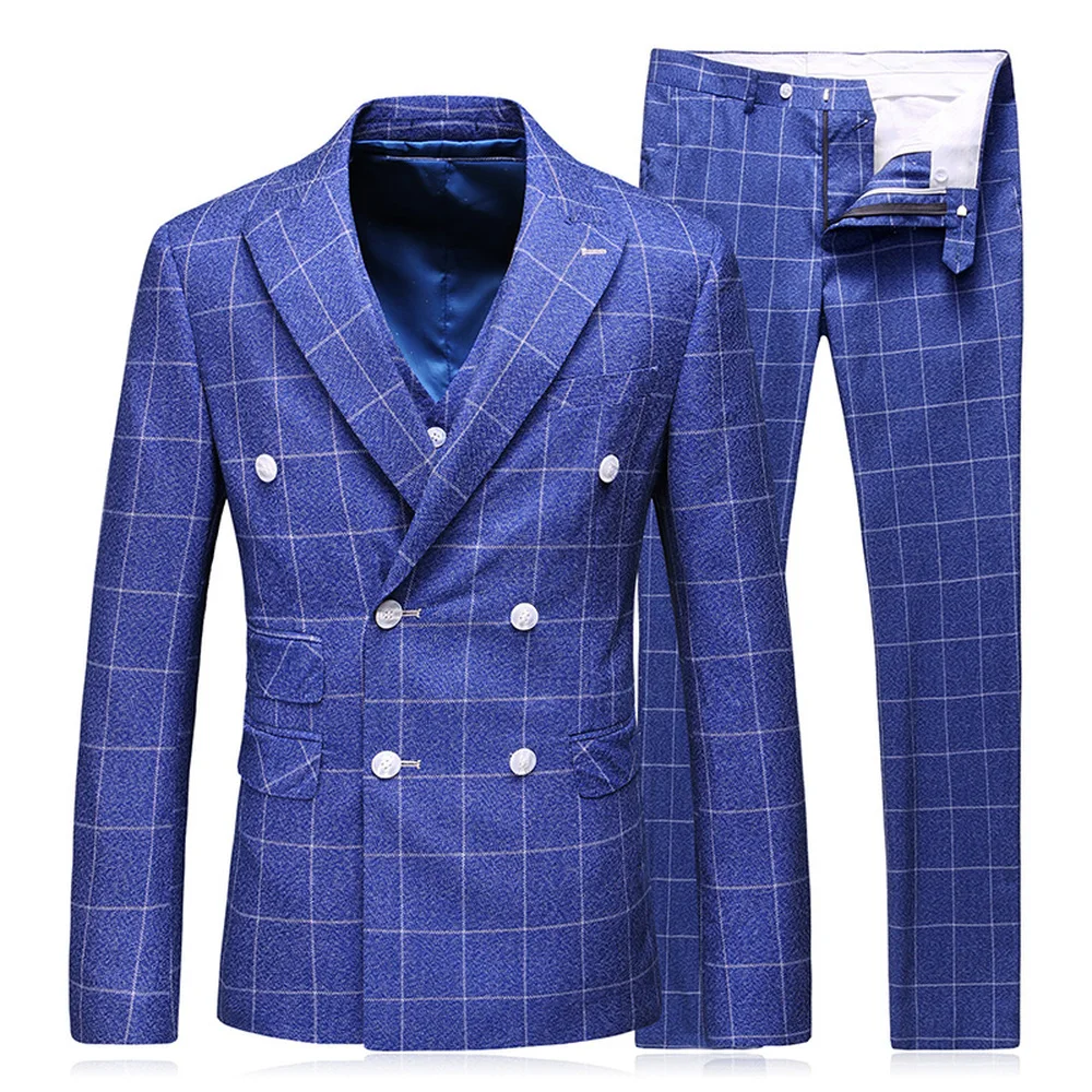 (Jacket+Vest+Pants) 2018 Men's business wedding Suit Double Breasted Male fashion stripe Classic Royal Blue Tuxedo suits S-5XL
(Jacket+Vest+Pants) 2018 Men's business wedding Suit Double Breasted Male fashion stripe Classic Royal Blue Tuxedo suits S-5XL