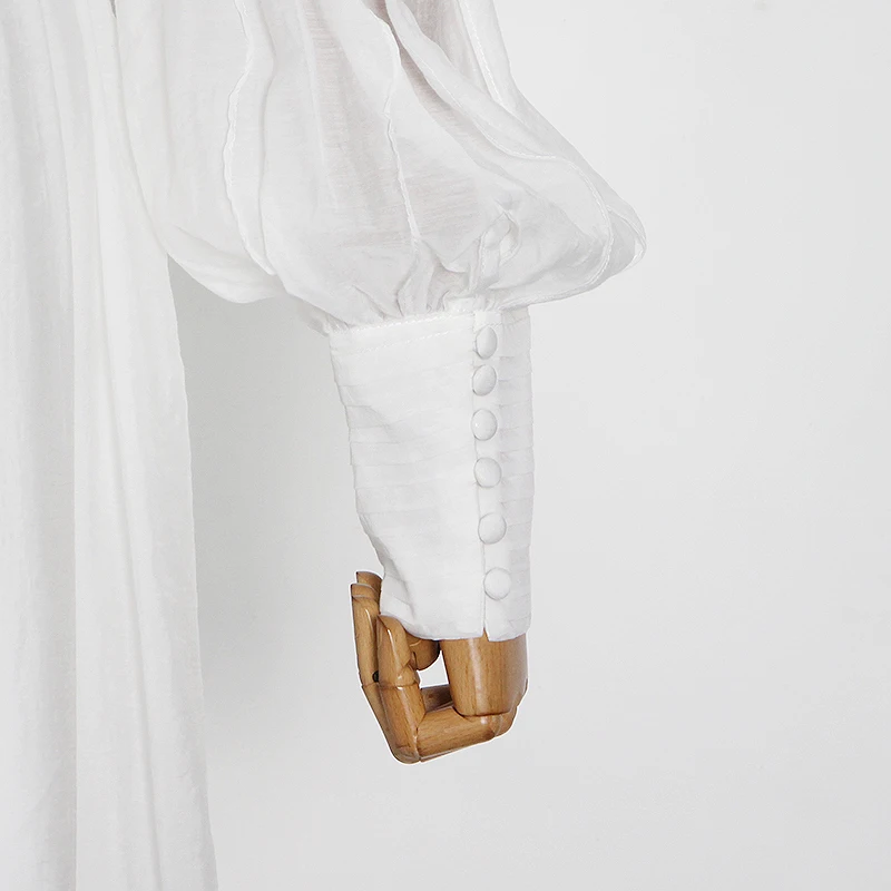 TWOTWINSTYLE Elegant White Dress For Women Stand Collar Lantern Sleeve High Waist Sashes Midi Dresses Female Fashion New Clothes
TWOTWINSTYLE Elegant White Dress For Women Stand Collar Lantern Sleeve High Waist Sashes Midi Dresses Female Fashion New Clothes