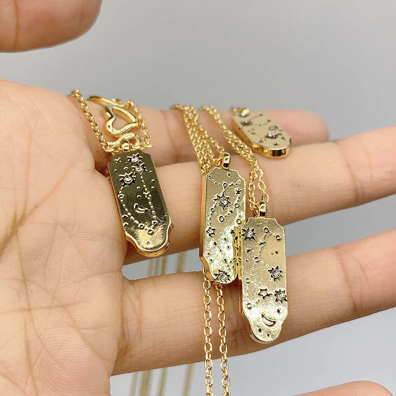 Vintage 12 Constellation Pendant Tag Necklace Star Crystal Clavicle Chain Engraved Zodiac Sign Necklace For Women Jewelry Gift
Vintage 12 Constellation Pendant Tag Necklace Star Crystal Clavicle Chain Engraved Zodiac Sign Necklace For Women Jewelry Gift