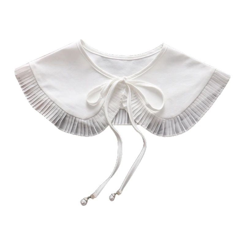 Women Ruched Ruffled Trim Shawl Wrap False Collar Pearl Pendant Lace-Up Bow White Necklace Detachable Dickey Capelet
Women Ruched Ruffled Trim Shawl Wrap False Collar Pearl Pendant Lace-Up Bow White Necklace Detachable Dickey Capelet
