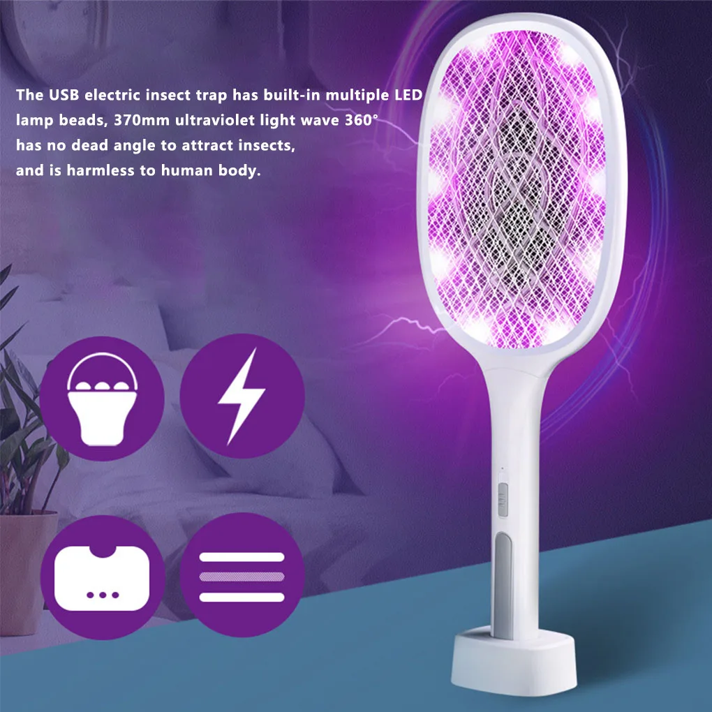 

«Два в одном», 5 Вт светодиодный солнечный ловушка для комаров убийца лампа 3000V Электрическая мухобойка USB Перезаряжаемые летние мухобойка л...