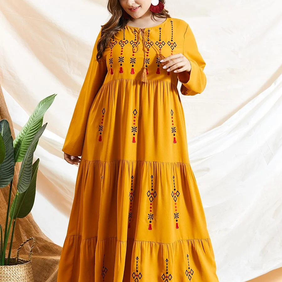 European and American Women's Large Size Women's Embroidered Pleated Long Skirt Fashion Clothing Long Sleeves Autumn Dress
European and American Women's Large Size Women's Embroidered Pleated Long Skirt Fashion Clothing Long Sleeves Autumn Dress