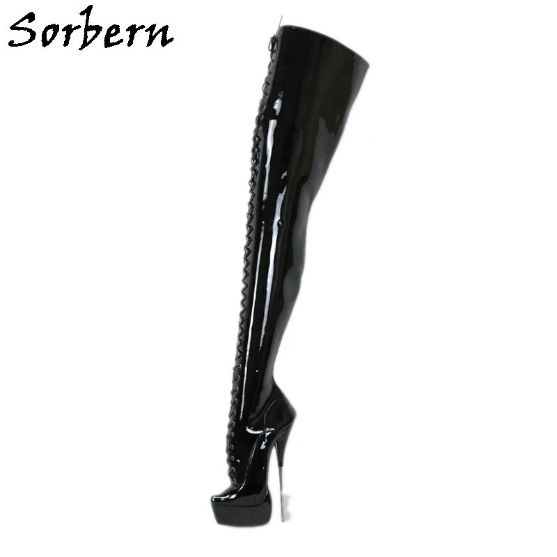 

Sorbern 21Cm Metal Ballet Boots Crotch Thigh High Fetish Shoes Stilettos Platform Drag Queen Crossdresser Bdsm Custom Leg Width