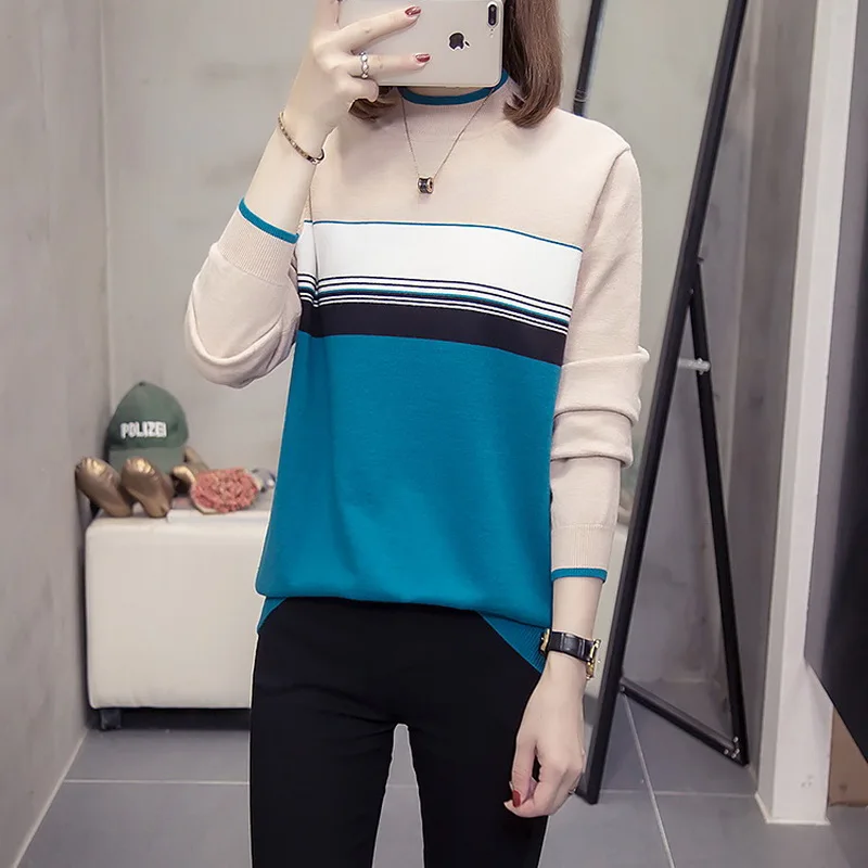 New Women Fashion Contrast Color Striped Pattern Casual Knitting Sweater Female Chic Long Sleeve Pullovers Tops Plus Size XL-4XL
New Women Fashion Contrast Color Striped Pattern Casual Knitting Sweater Female Chic Long Sleeve Pullovers Tops Plus Size XL-4XL