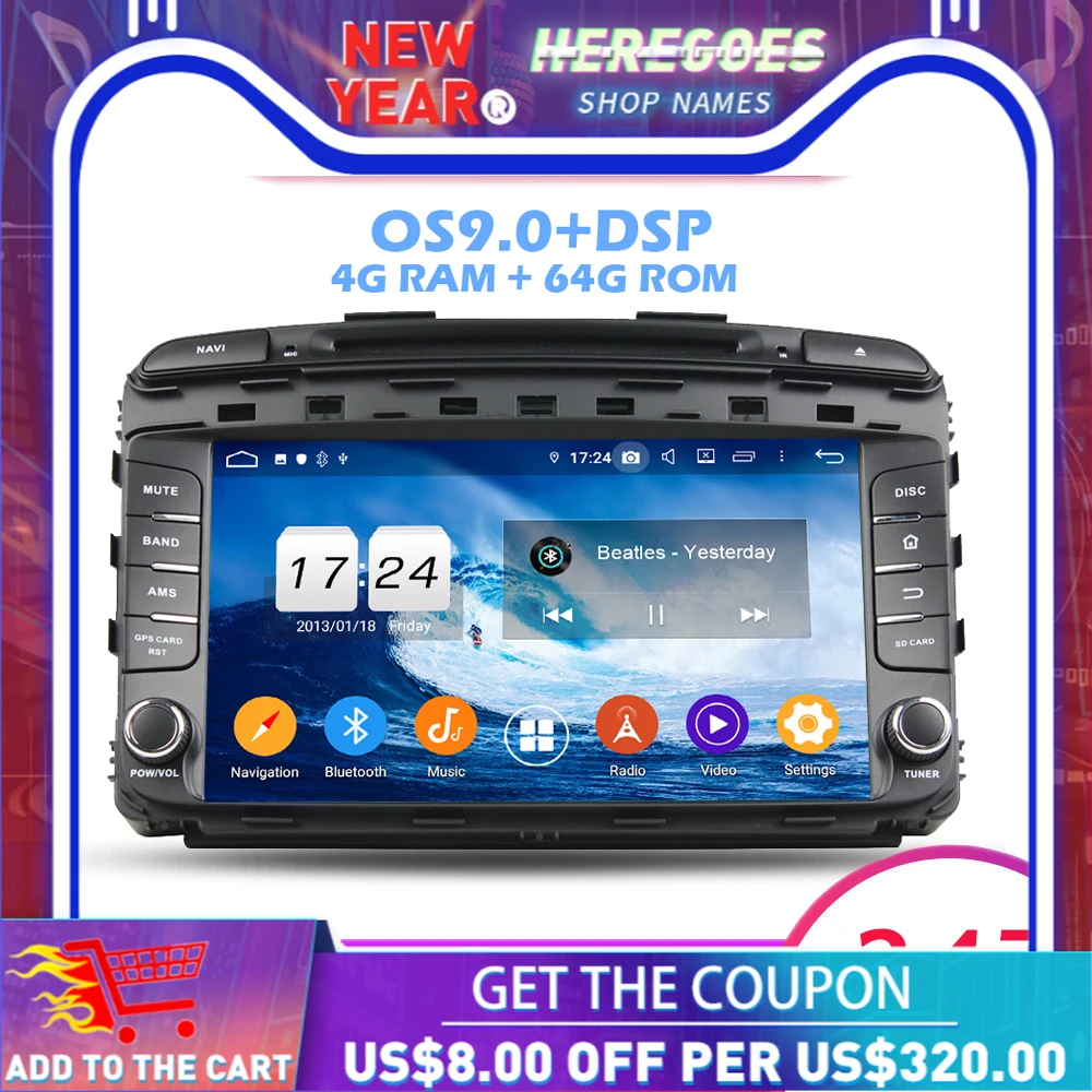 DSP IPS Android 10 0 4 Гб + 64 ГБ 8 ядер автомобильный DVD мультимедийный плеер GPS карта RDS радио