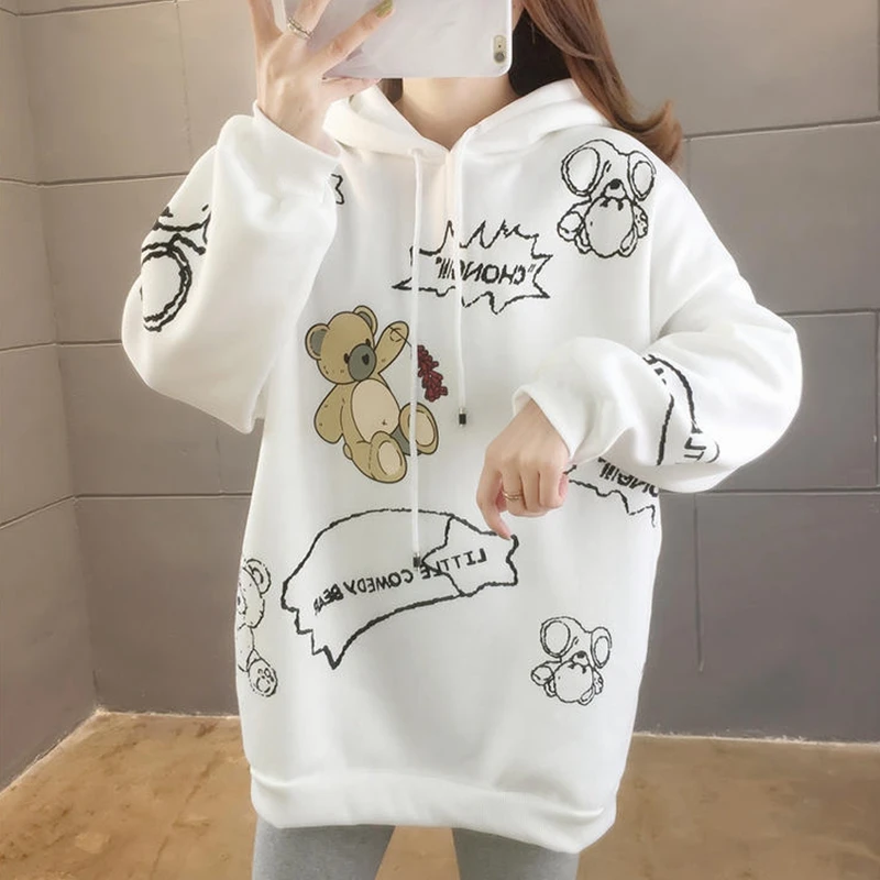 Autumn Winter Hoodie For Women Cute Bear Korean Harajuku Oversized Pullover Y2k Loose Cartoon Print O Neck Girl Hoodies2021
Autumn Winter Hoodie For Women Cute Bear Korean Harajuku Oversized Pullover Y2k Loose Cartoon Print O Neck Girl Hoodies2021