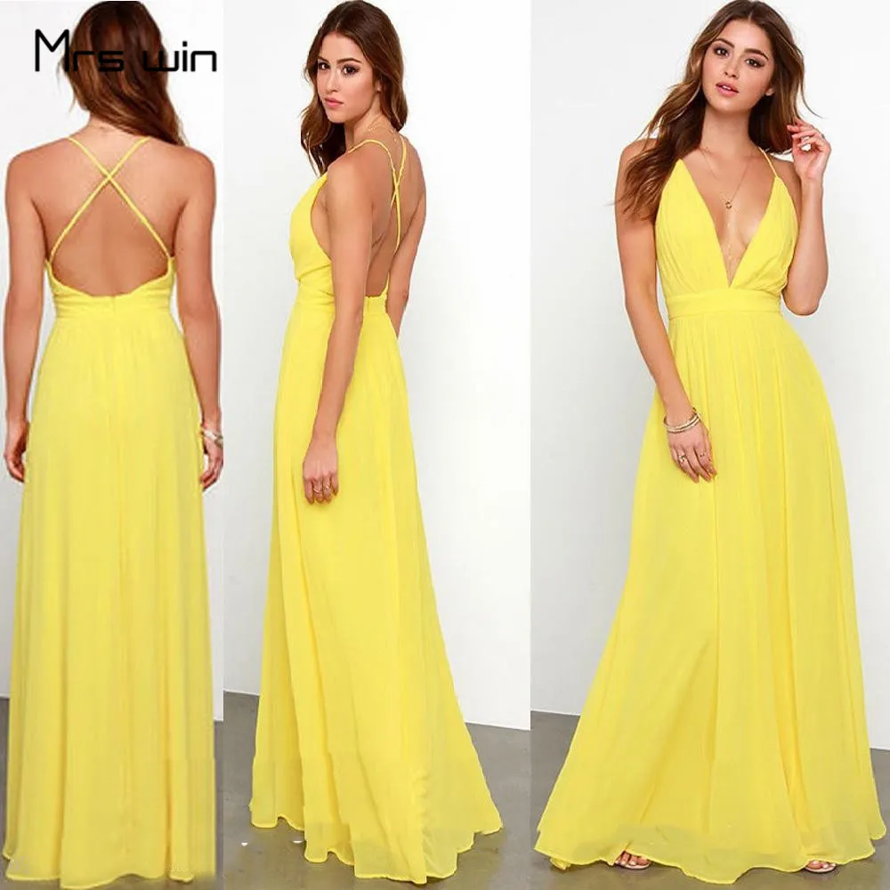 Mrs win Bridesmaid Dresses Sexy Backless Yellow A Line Vestido Madrinha HR230 Sling Long Wedding Guest Dress For Girls Under 50
Mrs win Bridesmaid Dresses Sexy Backless Yellow A Line Vestido Madrinha HR230 Sling Long Wedding Guest Dress For Girls Under 50