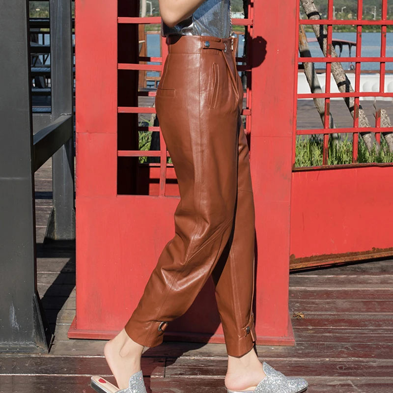 2020 Brown Green Real Pencil Pants Women Harajuku Streetwear High Quality Sheep Leather Trousers Ladies Large Size S-4XL
2020 Brown Green Real Pencil Pants Women Harajuku Streetwear High Quality Sheep Leather Trousers Ladies Large Size S-4XL