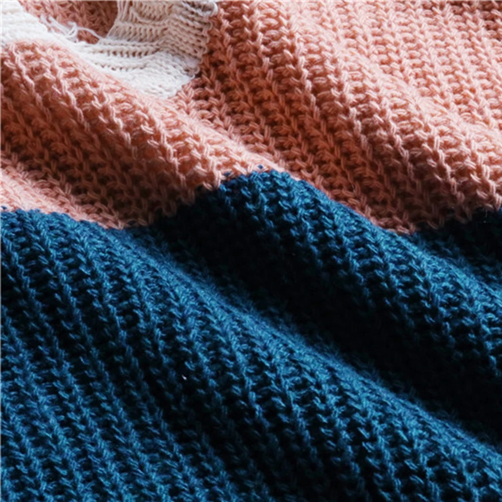 WITHZZ Autumn Women's Contrast Color Casual Worn Loose V-neck Pullover Knitted Top Sweater
WITHZZ Autumn Women's Contrast Color Casual Worn Loose V-neck Pullover Knitted Top Sweater