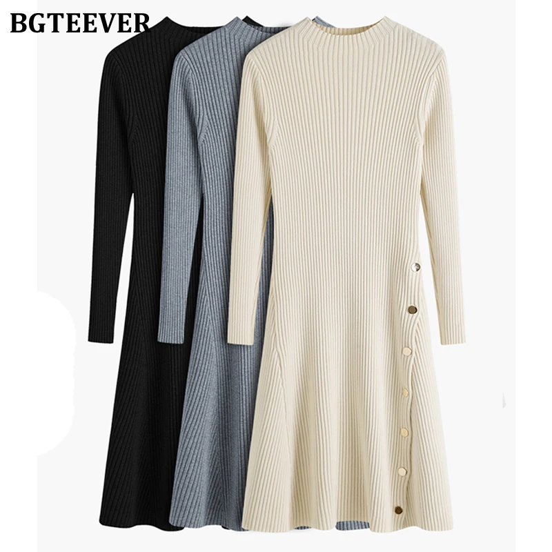 BGTEEVER Elegant Half Turtleneck Slim Women Sweater Dress Autumn Winter Ladies Vestidos Full Sleeve Female Knitted A-line Dress
BGTEEVER Elegant Half Turtleneck Slim Women Sweater Dress Autumn Winter Ladies Vestidos Full Sleeve Female Knitted A-line Dress
